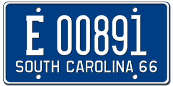 1966 SOUTH CAROLINA STATE LICENSE PLATE--EMBOSSED WITH YOUR CUSTOM NUMBER