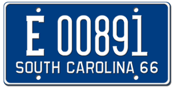 1966 SOUTH CAROLINA STATE LICENSE PLATE--