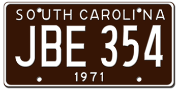 1971 SOUTH CAROLINA STATE LICENSE PLATE--EMBOSSED WITH YOUR CUSTOM NUMBER