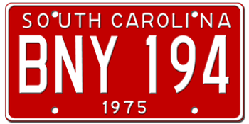 1975 SOUTH CAROLINA STATE LICENSE PLATE--