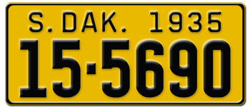 1935 SOUTH DAKOTA STATE LICENSE PLATE--