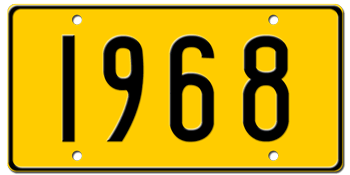 YEAR BUILT U.S.A. STYLE YELLOW LICENSE PLATE - Personalized with the year of the manufacture in black