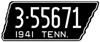 1941 TENNESSEE STATE LICENSE PLATE - 
