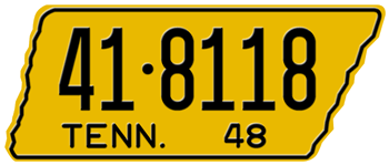 1948 TENNESSEE STATE LICENSE PLATE - EMBOSSED WITH YOUR CUSTOM NUMBER