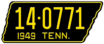 1949 TENNESSEE STATE LICENSE PLATE - EMBOSSED WITH YOUR CUSTOM NUMBER