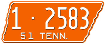 1951 TENNESSEE STATE LICENSE PLATE - 