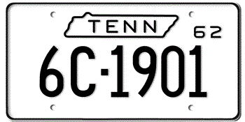 1962 TENNESSEE STATE LICENSE PLATE - 