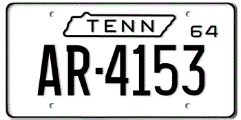 1964 TENNESSEE STATE LICENSE PLATE - 