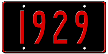 YEAR BUILT U.S.A. STYLE 2074 BLACK LICENSE  PLATE - Personalized with the year of the manufacture in red