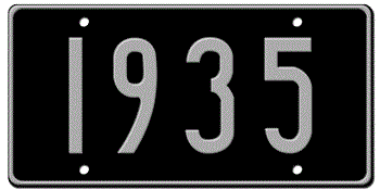 YEAR BUILT U.S.A. STYLE 2073 BLACK LICENSE  PLATE - Personalized with the year of the manufacture in silver