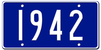 YEAR BUILT U.S.A. STYLE BLUE LICENSE PLATE - Personalized with the year of the manufacture in white