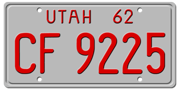 1962 UTAH STATE LICENSE PLATE--