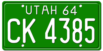 1964 UTAH STATE LICENSE PLATE--