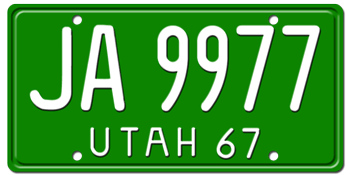 1967 UTAH STATE LICENSE PLATE--EMBOSSED WITH YOUR CUSTOM NUMBER