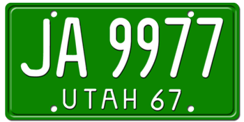 1967 UTAH STATE LICENSE PLATE--