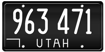 1968 UTAH STATE REFLECTIVE BLACK LICENSE PLATE--