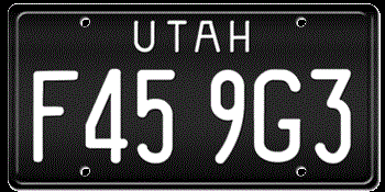 UTAH (IN THE CENTER) STATE REFLECTIVE BLACK LICENSE PLATE--