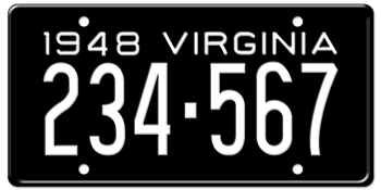 1948 VIRGINIA STATE LICENSE PLATE--