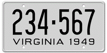 1949 VIRGINIA STATE LICENSE PLATE--