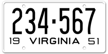 1951 VIRGINIA STATE LICENSE PLATE--EMBOSSED WITH YOUR CUSTOM NUMBER