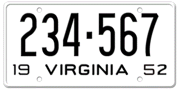 1952 VIRGINIA STATE LICENSE PLATE--EMBOSSED WITH YOUR CUSTOM NUMBER