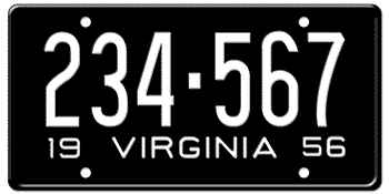 1956 VIRGINIA STATE LICENSE PLATE--