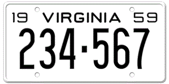 1959 VIRGINIA STATE LICENSE PLATE--