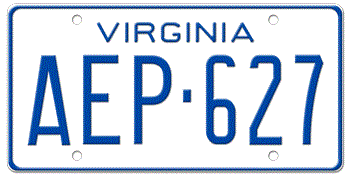 1973 VIRGINIA STATE LICENSE PLATE--EMBOSSED WITH YOUR CUSTOM NUMBER - This plate was also used in 74, 75, 76, 77, and 1978