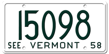 1958 VERMONT STATE LICENSE PLATE--EMBOSSED WITH YOUR CUSTOM NUMBER