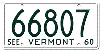 1960 VERMONT STATE LICENSE PLATE--