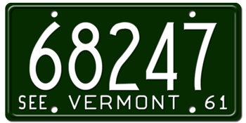 1961 VERMONT STATE LICENSE PLATE--EMBOSSED WITH YOUR CUSTOM NUMBER