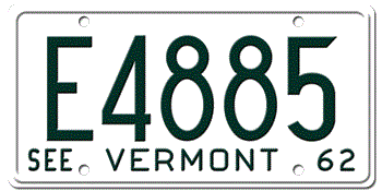 1962 VERMONT STATE LICENSE PLATE--