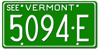 1972 VERMONT STATE LICENSE PLATE--