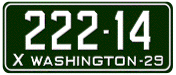 1929 WASHINGTON STATE LICENSE PLATE - EMBOSSED WITH YOUR CUSTOM NUMBER