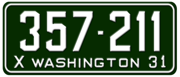 1931 WASHINGTON STATE LICENSE PLATE - EMBOSSED WITH YOUR CUSTOM NUMBER