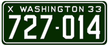 1933 WASHINGTON STATE LICENSE PLATE - EMBOSSED WITH YOUR CUSTOM NUMBER