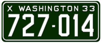 1933 WASHINGTON STATE LICENSE PLATE - 