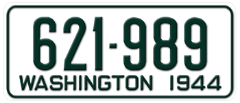 1944 WASHINGTON STATE LICENSE PLATE - EMBOSSED WITH YOUR CUSTOM NUMBER