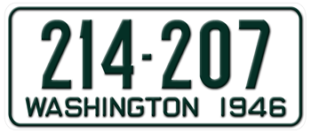 1946 WASHINGTON STATE LICENSE PLATE - EMBOSSED WITH YOUR CUSTOM NUMBER