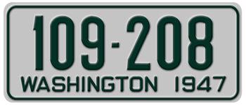 1947 WASHINGTON STATE LICENSE PLATE - EMBOSSED WITH YOUR CUSTOM NUMBER