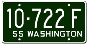 1955 WASHINGTON STATE LICENSE PLATE - EMBOSSED WITH YOUR CUSTOM NUMBER