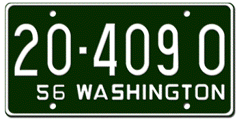 1956 WASHINGTON STATE LICENSE PLATE - 
