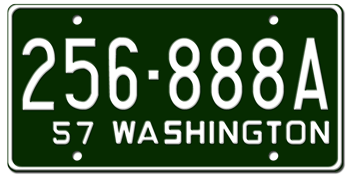 1957 WASHINGTON STATE LICENSE PLATE - EMBOSSED WITH YOUR CUSTOM NUMBER