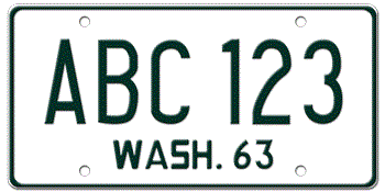 1963 WASHINGTON STATE LICENSE PLATE--EMBOSSED WITH YOUR CUSTOM NUMBER - This plate was also used in 1964