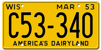 1953 WISCONSIN STATE LICENSE PLATE--
