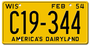 1954 WISCONSIN STATE LICENSE PLATE--EMBOSSED WITH YOUR CUSTOM NUMBER