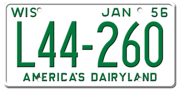 1956 WISCONSIN STATE LICENSE PLATE--