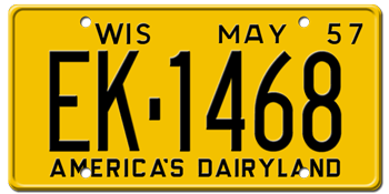 1957 WISCONSIN STATE LICENSE PLATE--