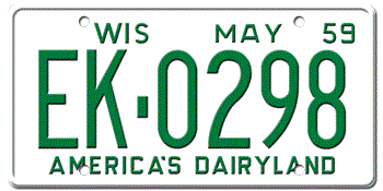 1959 WISCONSIN STATE LICENSE PLATE--