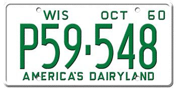 1960 WISCONSIN STATE LICENSE PLATE--EMBOSSED WITH YOUR CUSTOM NUMBER